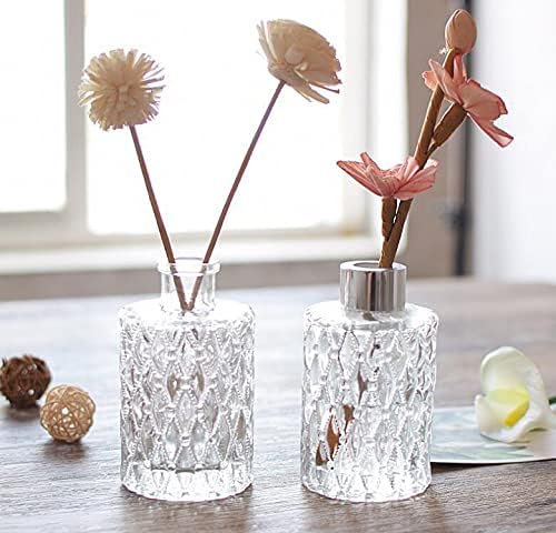 150ML/5oz Clear Glass Diffuser Jars Essential Oil Diffuser Bottle with Silver Cap Home Decoration Fragrance Accessories for DIY Replacement Reed Diffuser Sticks Sets