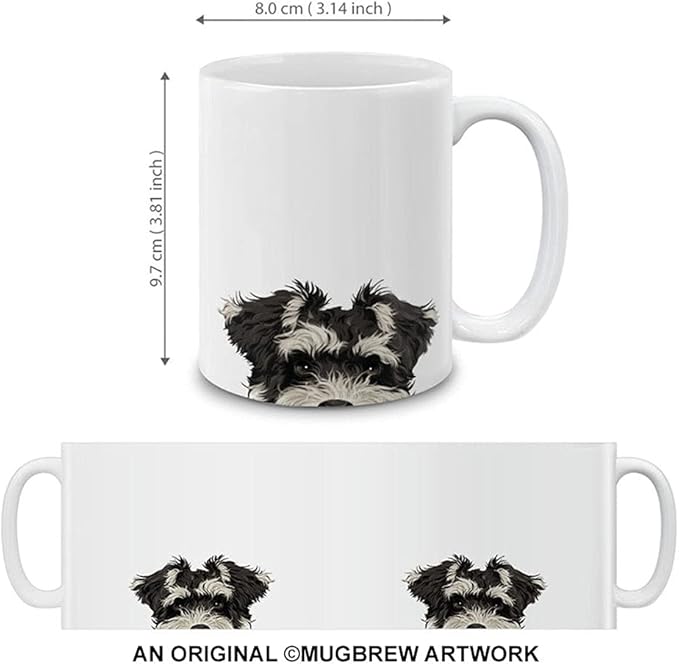 MUGBREW Schnauzer Puppy Dog Ceramic Coffee Mug Tea Cup, 11 OZ