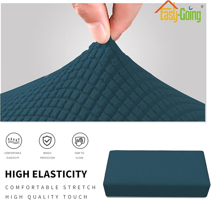 Easy-Going Stretch Ottoman Cover Folding Storage Stool Furniture Protector Soft Rectangle Slipcover with Elastic Bottom (Ottoman XX-Large, Deep Teal)
