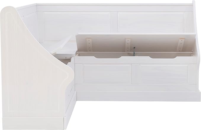 Linon Harris White Corner Breakfast Nook - Nook Only, Table is NOT included! 20.88D x 61.88W x 36.63H in