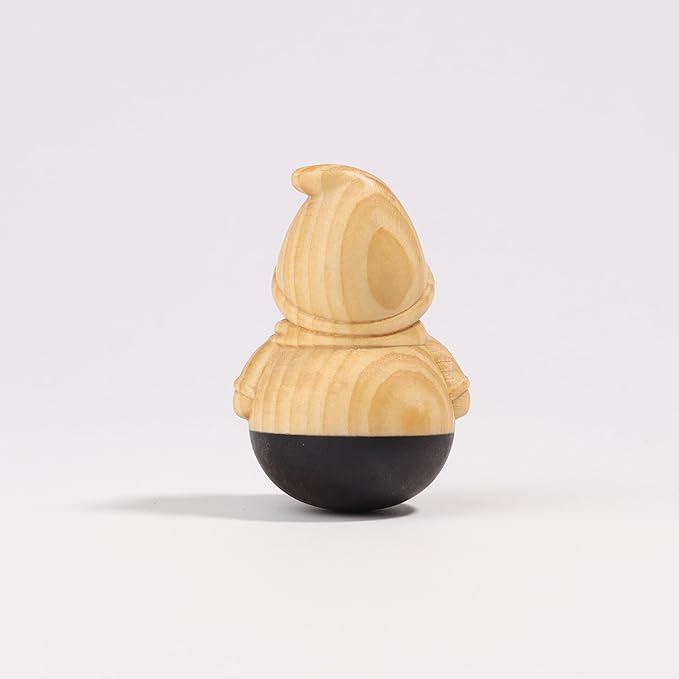 Christmas Snowman Wooden Figurine,Miniature Wooden Festive Snowman Tumbler Art Decoration Carved Garden Statue,Desk Decoration Lovely Gift Home Decor Figurine Table Living Room Holiday Decoration
