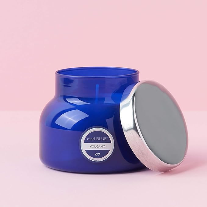 Capri Blue Volcano Scented Candles - Luxury Glass Jar Candles for Home Scented with Tropical Fruit & Sugared Citrus - Soy Wax Blend - Capri Blue Volcano - Blue Color (8 oz)