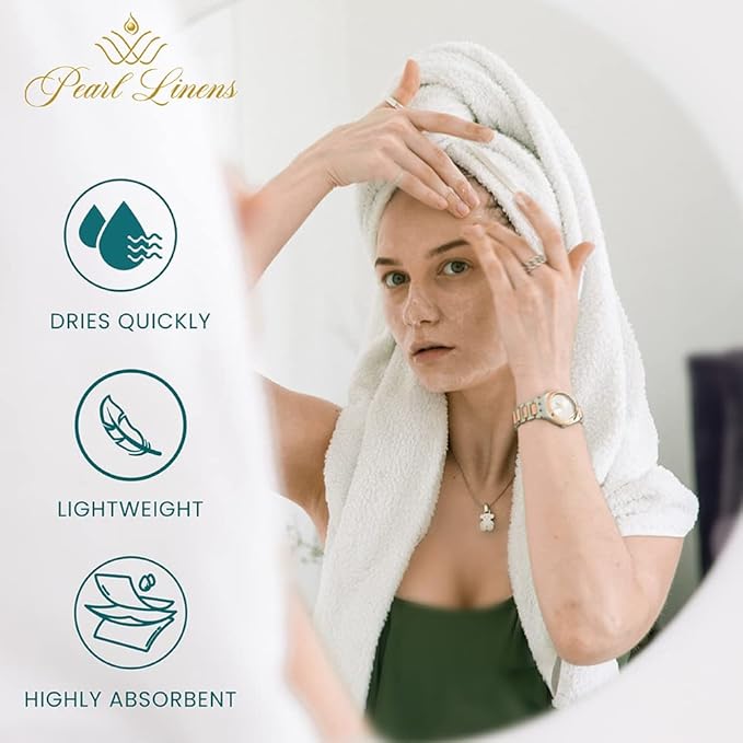 Pearl Linens Pack of 12 100% Cotton Bath Towels – 22x44 Quick-Dry, Lightweight, Soft & Absorbent Bathroom Towels for Spa, Gym, Hotel & Shower – Bulk White Towel Set