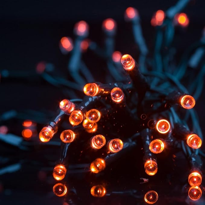 Solar String Lights for Halloween, Dolucky Orange Solar String Lights Outdoor 2 Pack Total 400LED 144FT Waterproof, 8 Modes Christmas Light for Outside Xmas Tree Patio Yard Garden Festival Decorations