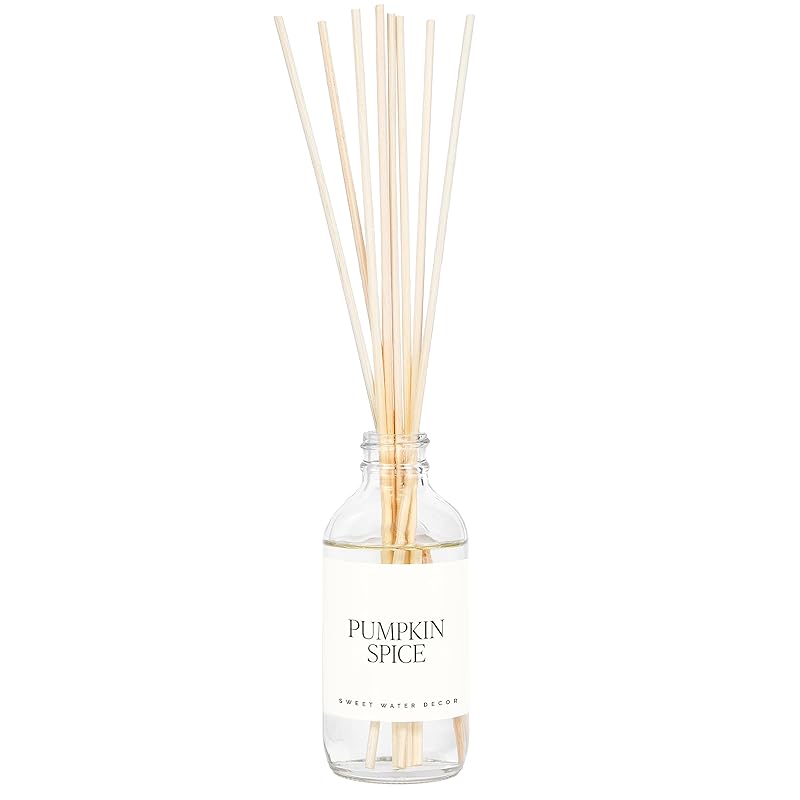 Sweet Water Decor Pumpkin Spice Reed Diffuser Set - Pumpkin, Cloves, Cinnamon, and Vanilla Fall Scented Diffusers - Scent Diffusers for Home, Long Lasting Fragrance, Made in the USA