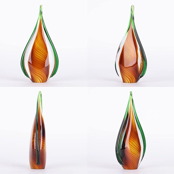 DOVDOV Blown Glass Sculpture, Green Glass Art Collection Statue, Unique Mediterranean Decorative Glass, Suitable for Office, Bookshelf, Dresser, Living Room Coffee Table, Mantelpiece Filling