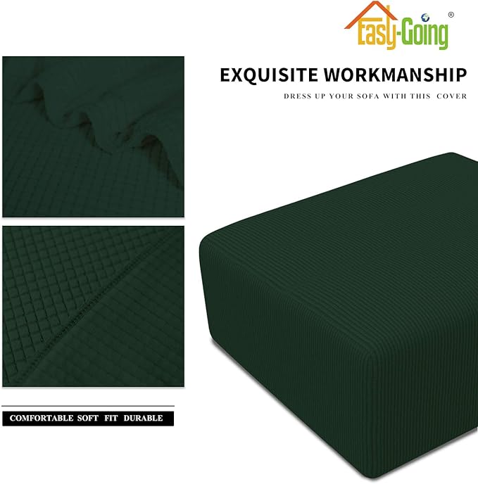 Easy-Going Stretch Square Ottoman Cover Folding Storage Stool Furniture Protector Soft slipcover with Elastic Bottom (30x30x15inch, Dark Green)