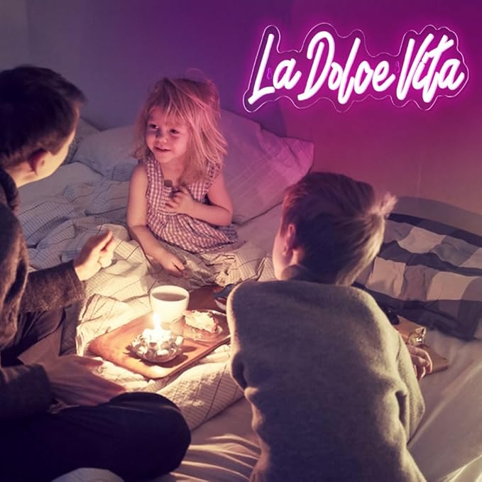 La Dolce Vita Neon Signs for Wall Decor Personalised Neon Lights Sign for Wedding Party Birthday Gift Neon Signs, Beautiful LED Neon Lights for Home Decor Girls Room
