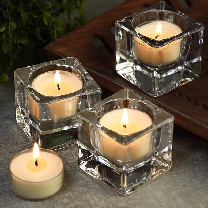 DEYBBY Natural Jasmine Scented Soy Wax Tealight Candles Bulk, Aromatherapy Luxury Tea Candle Set of 24-4 Hour Burning Great Gift