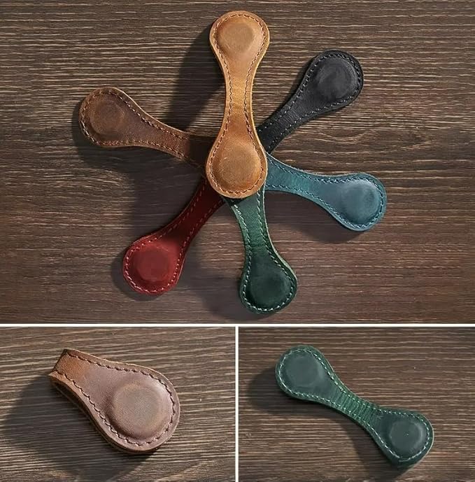 Leather Magnetic Bookmark Magnetic Suction Bookmark Leather Magnetic Book Clip Supplies Magnetic Bookmarks for Readers (3PCS Pure Color(red+Black+Coffee))