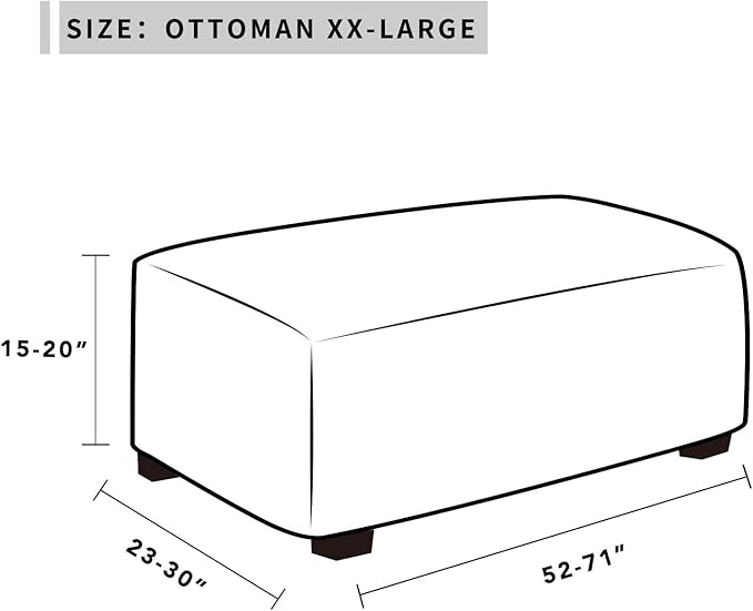 Easy-Going Stretch Ottoman Cover Folding Storage Stool Furniture Protector Soft Rectangle Slipcover with Elastic Bottom (Ottoman XX-Large,Cream)