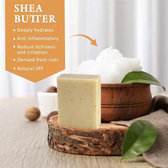 Almond Scented Natural Soap Bars (5 Bars), 3.5oz Moisturizing French Triple Milled Soap Bars Enriched with Shea Butter - Pure Plant Oil Bath & Body