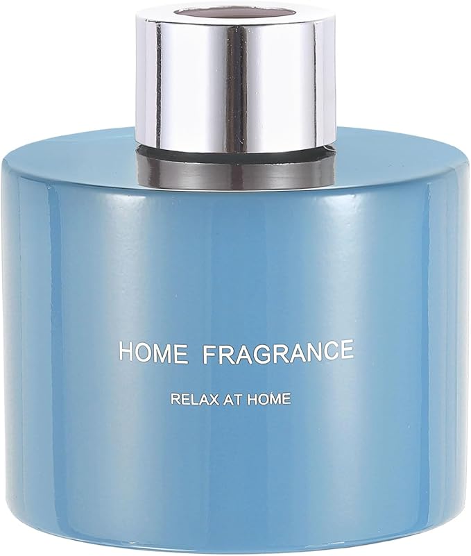 HARFINGTON Empty Glass Diffuser Bottle 140ml/4.7oz Refillable Fragrance Accessories Aromatherapy Jar Container for Replacement Reed Diffuser DIY Home Bathroom Blue with Silver Tone Cap