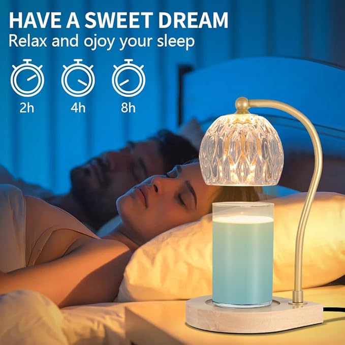 Candle Warmer Lamp with Timer-Electric Candle Warmer Lamp for Jar Candles with 2Bulbs Candle Warmer with Timer & Dimmer for Home Decor Gifts for Women Mom Christmas (Gold-Amber)