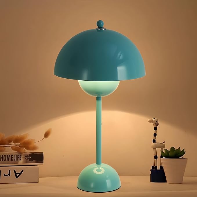 COSYLUX Modern Small Table Lamp for Bedroom, Cute Dome Shade Reflecting Light Reading Lamp for Living Room, Kid's Room, Study, Office, Beside Bedside Nightstand Desk Lamp(Light Green)
