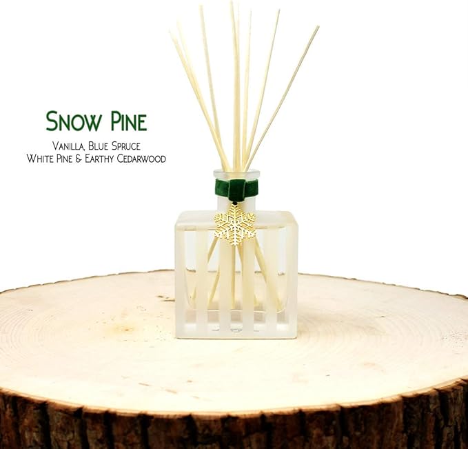 LOVSPA Snow Pine Reed Diffuser Set - Chritsmas Tree Scent Diffuser for Home - Long Lasting Fragrance - Non-Toxic Oil Reed Diffuser - Made in The USA