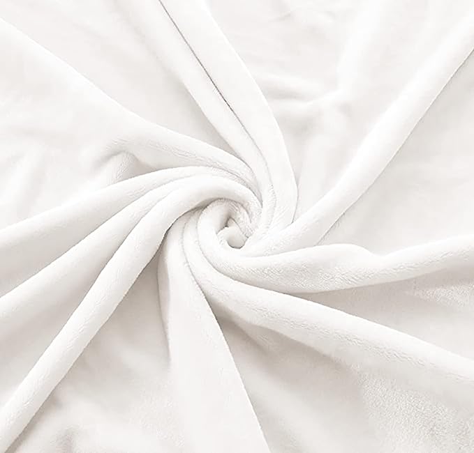 Exclusivo Mezcla Extra Large Fleece Throw Blanket for Couch, Sofa, 300GSM Super Soft and Warm Blankets, Pure White Throw All Season Use, Cozy, Plush, Lightweight, 50x70 Inches