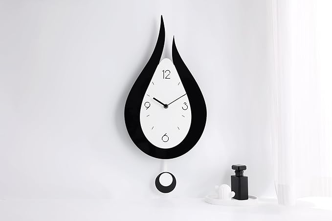 Water Drop Clock Modern Wall Clock Black Wall Clock White Teardrop Design Clock(Water Drop-2)