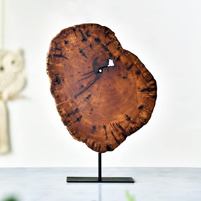 WELLAND Irregular Date Tree Sculpture, Wood Tabletop Sculpture Collectible Decoration for Home Office Decor, Approximate Size Over 10.23 x 11.02 x 1.57 Inches