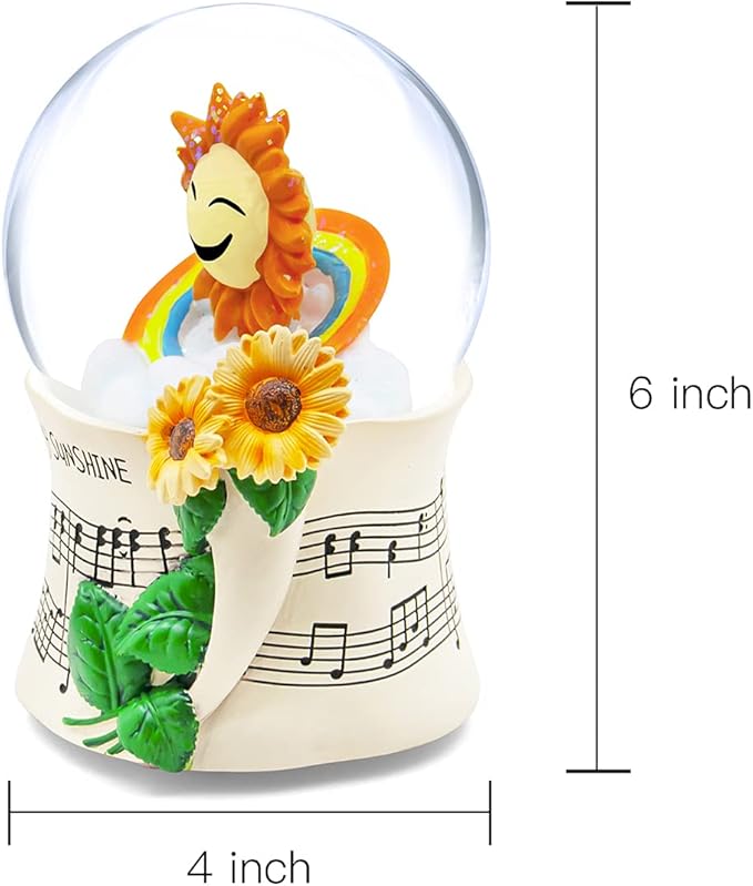 Sunflower Music Box Sunshine Gift, Birthday Anniversary Christmas Mother Day Snow Globe Gift for Mom Grandma Daughter Wife Girlfriend Women, Sunflower with Light Play You are My Sunshine