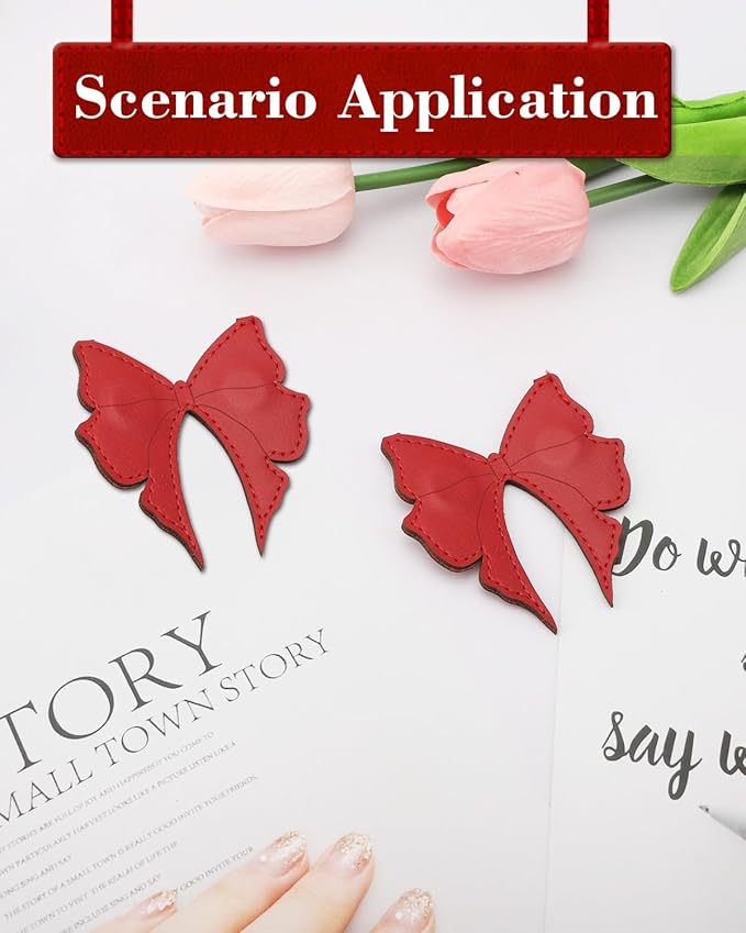 Leather Magnetic Bookmark – 1 Pcs Bow Tie Design, Red Magnet Bookmark Clip, Perfect Gift for Women, Kids, and Reading Lovers, Teacher Gift for School, Office, Home Supplies