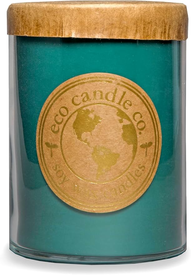 Eco Candle Co. Recycled Candle, Botanica, 18 oz. - Scents of Pine, Lavender, & Moss - 100% Soy Wax, No Lead, Kraft Paper Label & Lid, Hand Poured, Phthalate Free, Made from Midwest Grown Soybeans