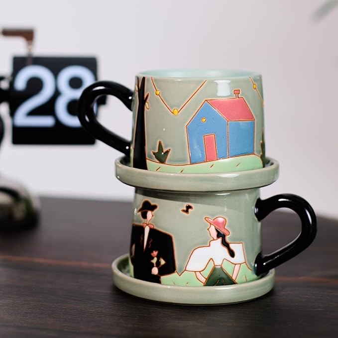 Couple Coffee Mug Set Engagement gift Wedding Gifts for Bride and Groom Wedding Gifts for Couple Bridal shower gifts Handmade Ceramic Coffee Mugs Sets of 2