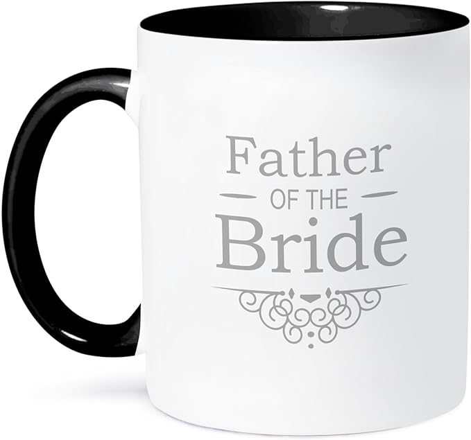 3dRose Father Of The Bride In Silver Mug, 11 oz, Black