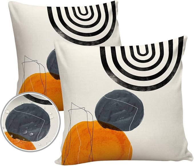 Outdoor Waterproof Throw Pillow Covers Set of 2 Boho Decorative Outdoor Pillows Cushion Case 18x18 Inch Bohemian Patio Pillows for Couch Sofa Bed Garden Office Home Decor Modern Art Geometric