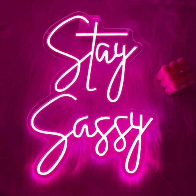 Stay Sassy Neon Sign for Wall Decor, Beautiful Pink Sassy Neon Light Led Sign for Home Wedding Birthday Party Girls Bedroom Decoration, Shopping Mall Dressing Table Wall Decor