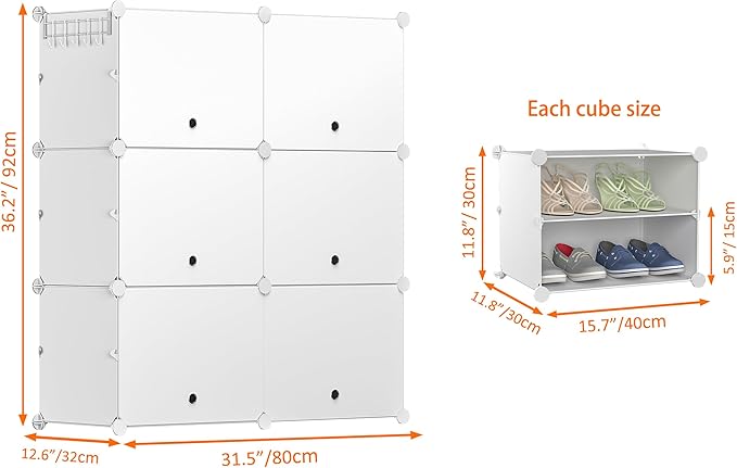 HOMIDEC Shoe Rack, 6 Tier Shoe Storage Cabinet 24 Pair Plastic Shoe Shelves Organizer for Closet Hallway Bedroom Entryway