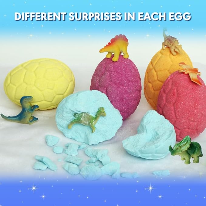 Bath Bombs for Boys with Surprise Inside, KAV Dino Large Bathbombs Giftset, 6 Pcs Egg Bubble Bath Bomb for Men, Fizzies Skin Safe, Girls Natural Organic Bathbomb Gift Set Surprise