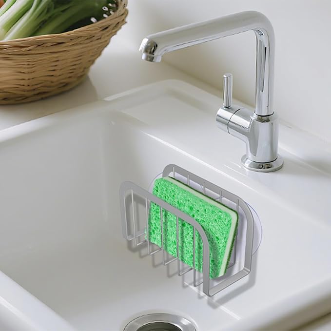 Sponge Holder for Kitchen Sink,Sink Organizer,Kitchen Sponge Holder (Silver)