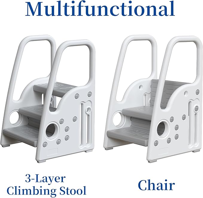 Toddler Step Stool for Bathroom Toilet Potty Training Children Step Ladder Step Stool for Kids with Safety Handles (three floor)