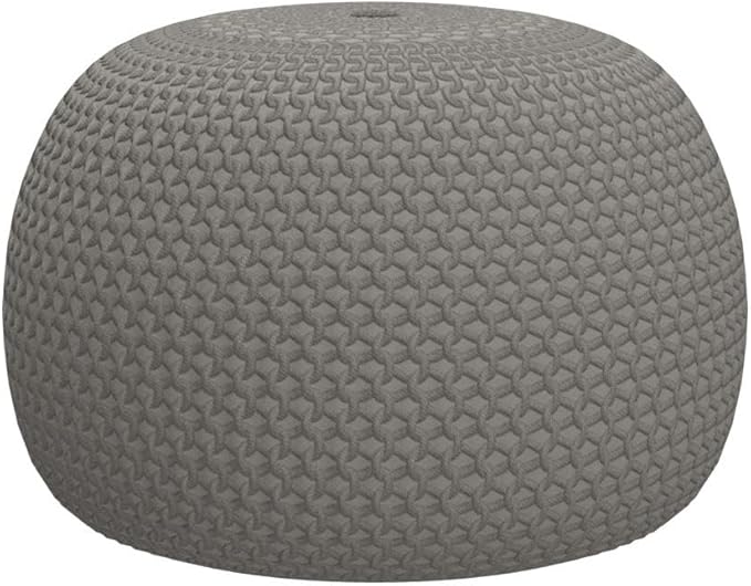 FRELISH DECOR Round Pouf Ottoman Hand Knitted 100% Cotton Pouf - Foot Stool - Knitted Bean Bag - Floor Chair for Living Room Bedroom - Foot Rest for Couch (20 Diameter x 14 Height) - Beige