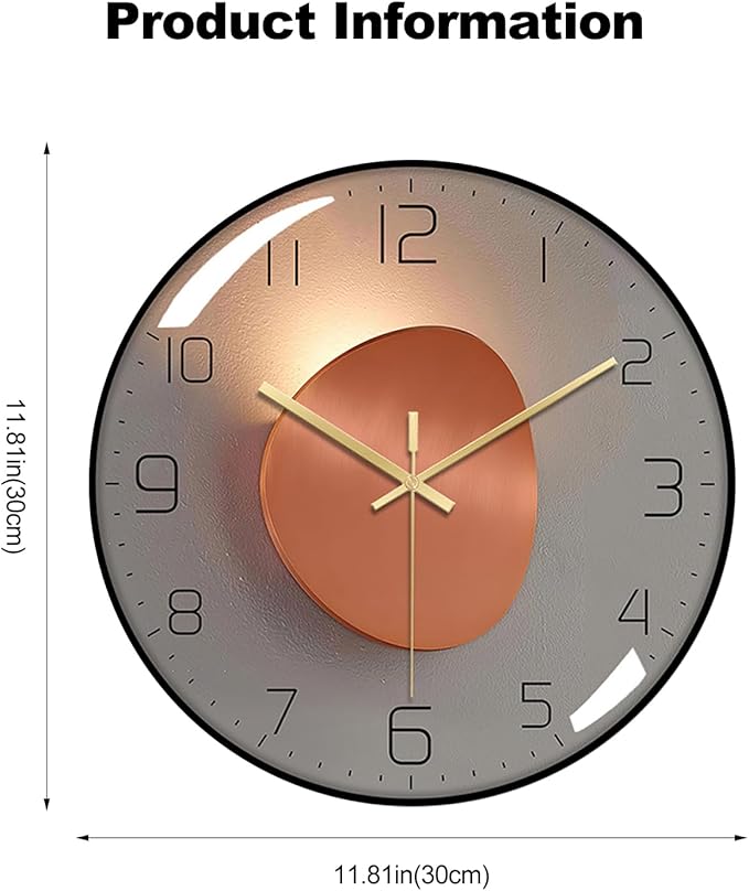Ergocar Wall Clock, Art Deco Wall Clock, Non-Ticking Silent Modern Metal Wall Clock, Suitable for Living Room, Bedroom, Office,Study Room