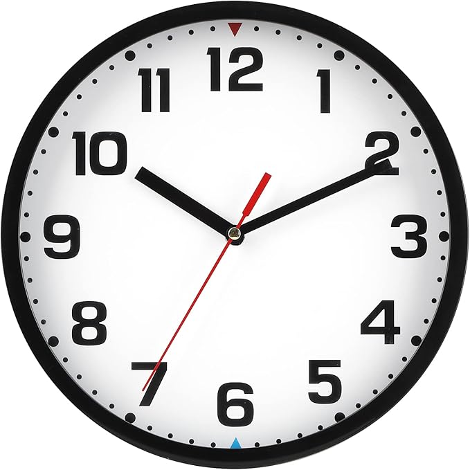 Wall Clock 9 Inch Battery Operated Silent Non-Ticking Wall Clock Modern Quartz Design Decorative Indoor Kitchen Office