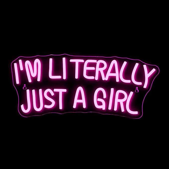 Lucunstar I'M Literally Just A Girl Neon Sign,Pink Led Sign,Led Neon Light for Wall Decor,Light Up Sign for Bedroom,Dimmable Switch USB Connectivity Led Neon Signs for Girlsroom Decor,Party Light