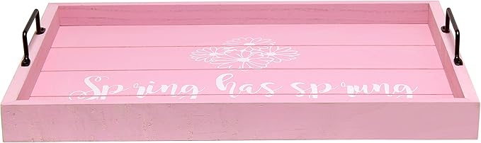 Elegant Designs HG2000-LPS Decorative Wood Serving Tray w/Handles, 15.50" x 12", Spring has Sprung