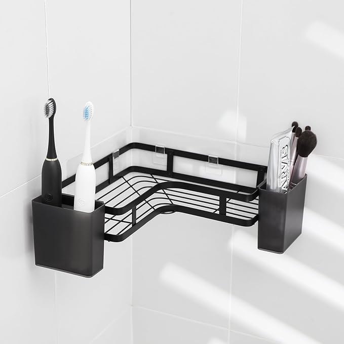 2 pack Bath Caddy Basket,Waterproof Bathroom Organizer,Space Saving Toothpaste Holder,Shower Caddy Accessories for Bathroom,Bathtub,Shower Pan,Kitchen(Black)