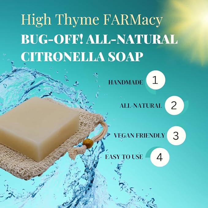 Bug-Off! All-Natural Citronella Soap for Humans - 5 Oz Organic Soap with Pure Citronella Oil - Handmade Olive Oil Soap - Biodegradable Soap for Camping – Bar Soap w/ Citronella Essential Oil