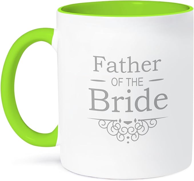 3dRose Father of The Bride in Silver-Wedding-Part of Ceramic Mug, Green/White