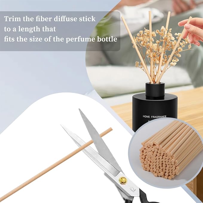 Reed Diffuser Sticks - Reed Sticks -Diffuser Refills - Natural Essential Oil Aroma Diffuser Sticks Rattan Wood Replacement for Aroma Fragrance 100 PCS(19cm*3.5mm Beige Color)