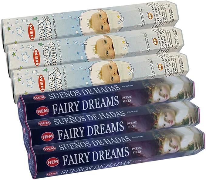TRUMIRI Fairy Dreams & Baby Powder Incense Sticks Bundle - 120 Count (3 Packs of 20 Sticks Each) with Incense Holder - Spiritual Decor & Home Fragrance