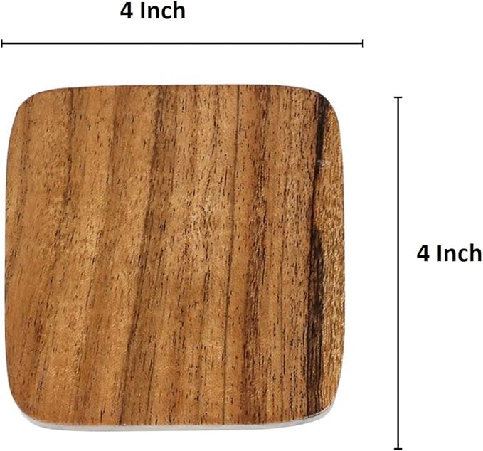 Set of 36 Acacia Wood Coasters |4 x 4 Inches|10 mm Thick| Rustic Looking Water Proof Coating for Durability and Long Lasting Shine