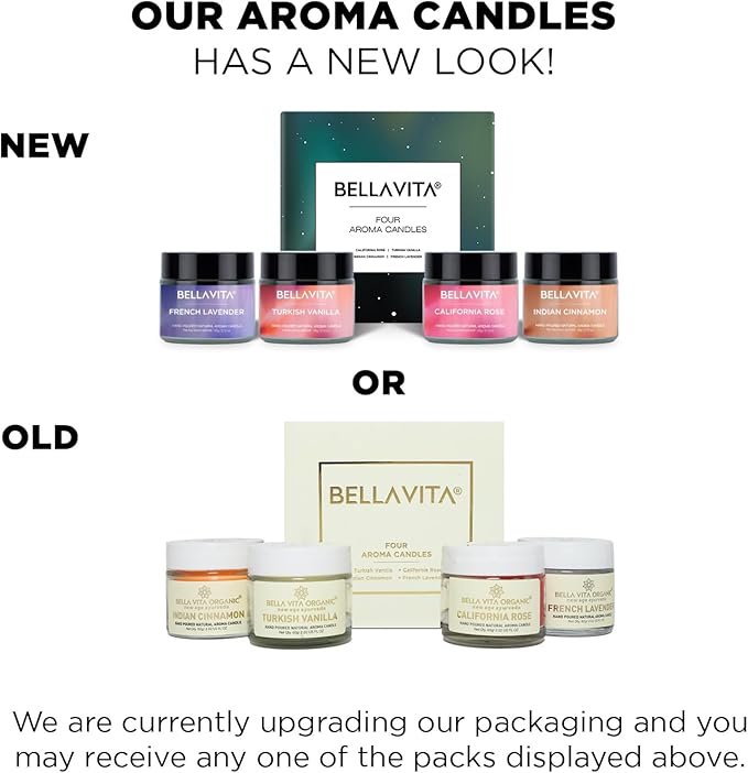 Bella Vita Organic Fall Decor Candles Set | Turkish Vanilla, French Lavender, Indian Cinnamon & California Rose | Wax Melts | Long Lasting, Home Decor, Wax Warmer | Candle Set (Set of 4)