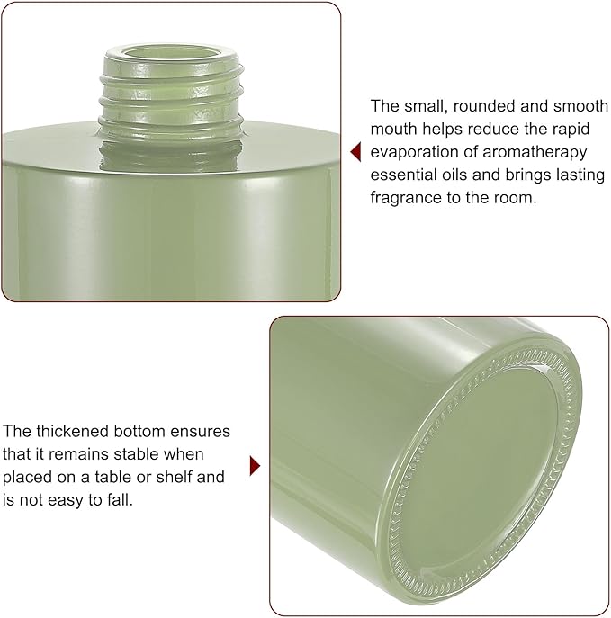 HARFINGTON Empty Glass Diffuser Bottle 140ml/4.7oz Refillable Fragrance Accessories Aromatherapy Jar Container for Replacement Reed Diffuser DIY Home Bathroom Green with Silver Tone Cap