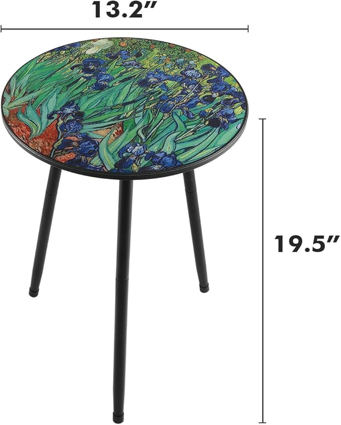 Outdoor Side Table 1 pcs Patio Side Tables for Outside End Tables Small Outdoor Table Round Patio End Table Modern Metal Side Table Outside, Patio, Indoor, Bedroom, Living Room, Small Spaces, Iris