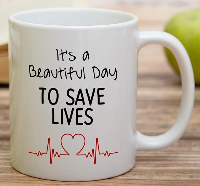 Retreez Funny Mug - Beautiful Day to Save Lives Doctor 11 Oz Ceramic Coffee Mugs - Funny, Sarcasm, Sarcastic, Motivational, Inspirational birthday gifts for medics, friends, coworkers, siblings, dad