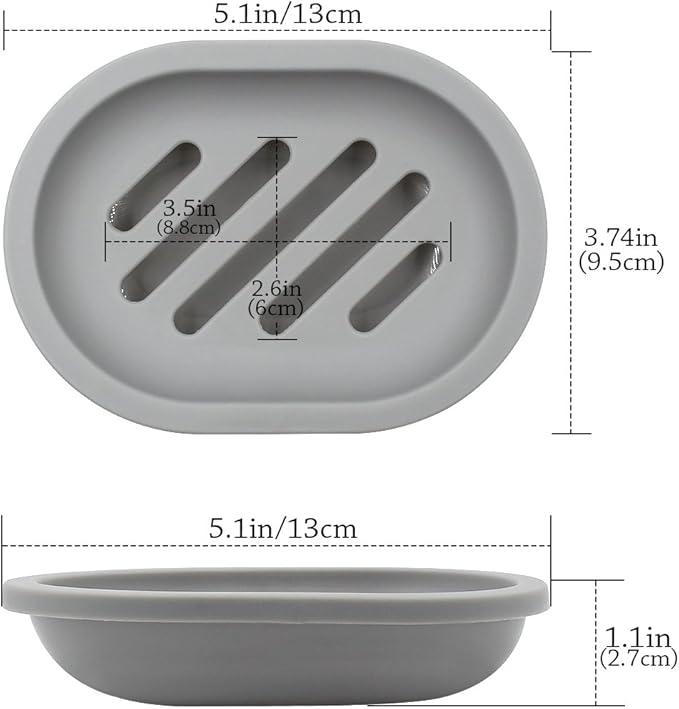Topsky 2-Pack Soap Dish with Drain, Soap Holder & Saver, Easy Cleaning, Dry, Stop Mushy Soap (Gray)